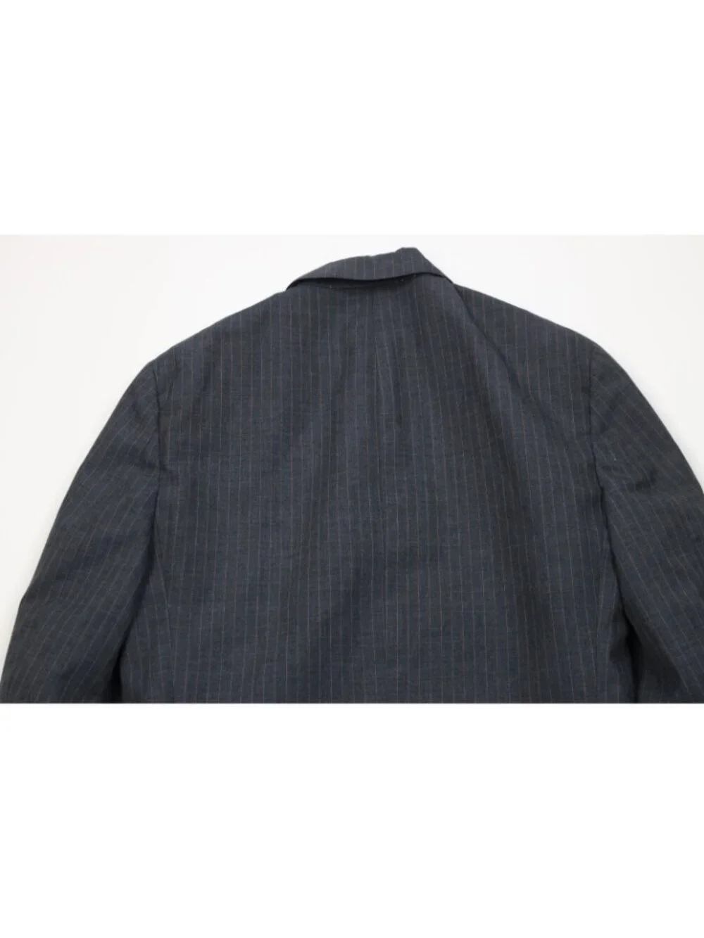 Vintage 70s Mens 36R 2 Piece Pinstriped Suit Wedding Gray Wide Leg 34x30 USA